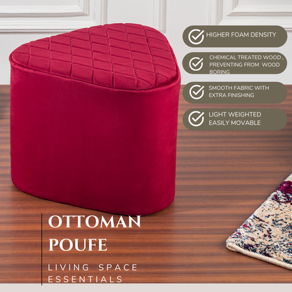 Lushlin Ottoman Triangular Pouffee Stool - Velvet Maroon