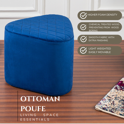 Lushlin Ottoman Triangular Pouffee Stool - Velvet Blue