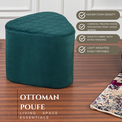 Lushlin Ottoman Triangular Pouffee Stool - Velvet Forest Green