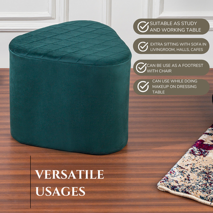 Lushlin Ottoman Triangular Pouffee Stool - Velvet Forest Green