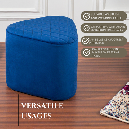 Lushlin Ottoman Triangular Pouffee Stool - Velvet Blue