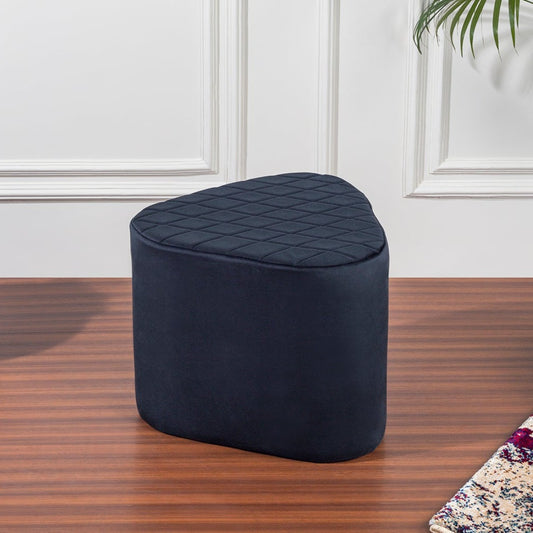 Lushlin Ottoman Stool for Living Room, Triangular Pouffee Stool for Bedroom, Ottoman Footrest, Side Stool for Living Room, Puffy Sitting Stool, Velvet (Black, Pack of 1)