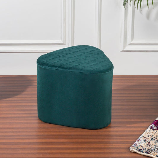 Lushlin Ottoman Stool for Living Room, Triangular Pouffee Stool for Bedroom, Ottoman Footrest, Side Stool for Living Room, Puffy Sitting Stool, Velvet (Green, Pack of 1)