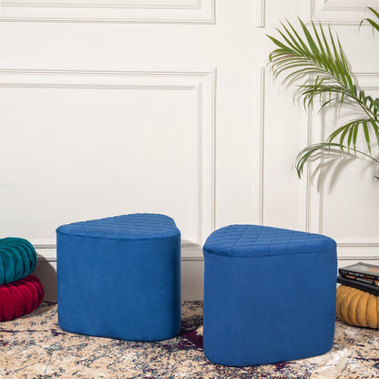 Lushlin Ottoman Triangular Pouffee Stool - Velvet Blue