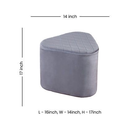 Lushlin Ottoman Triangular Pouffee Stool - Velvet Ash Grey