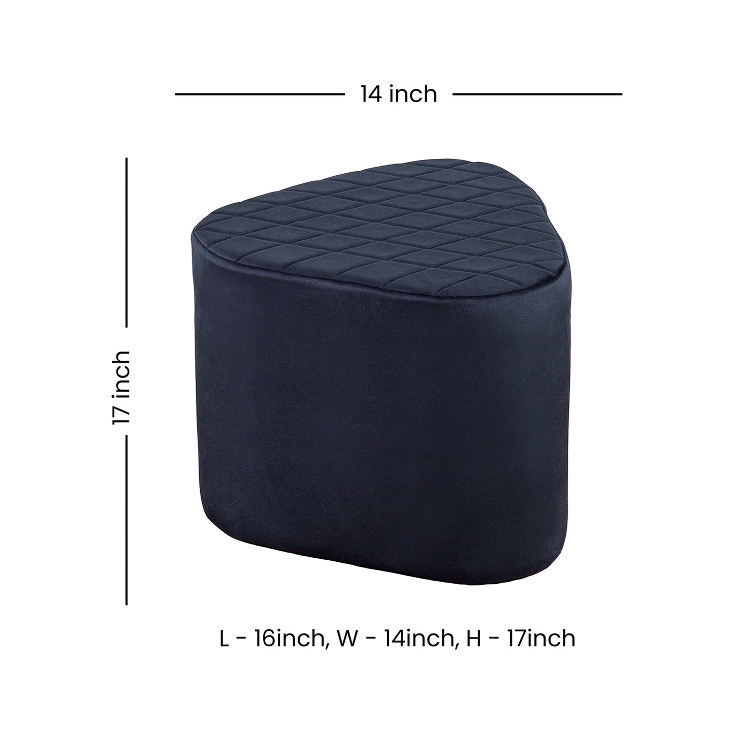 Lushlin Ottoman Triangular Pouffee Stool - Velvet Black