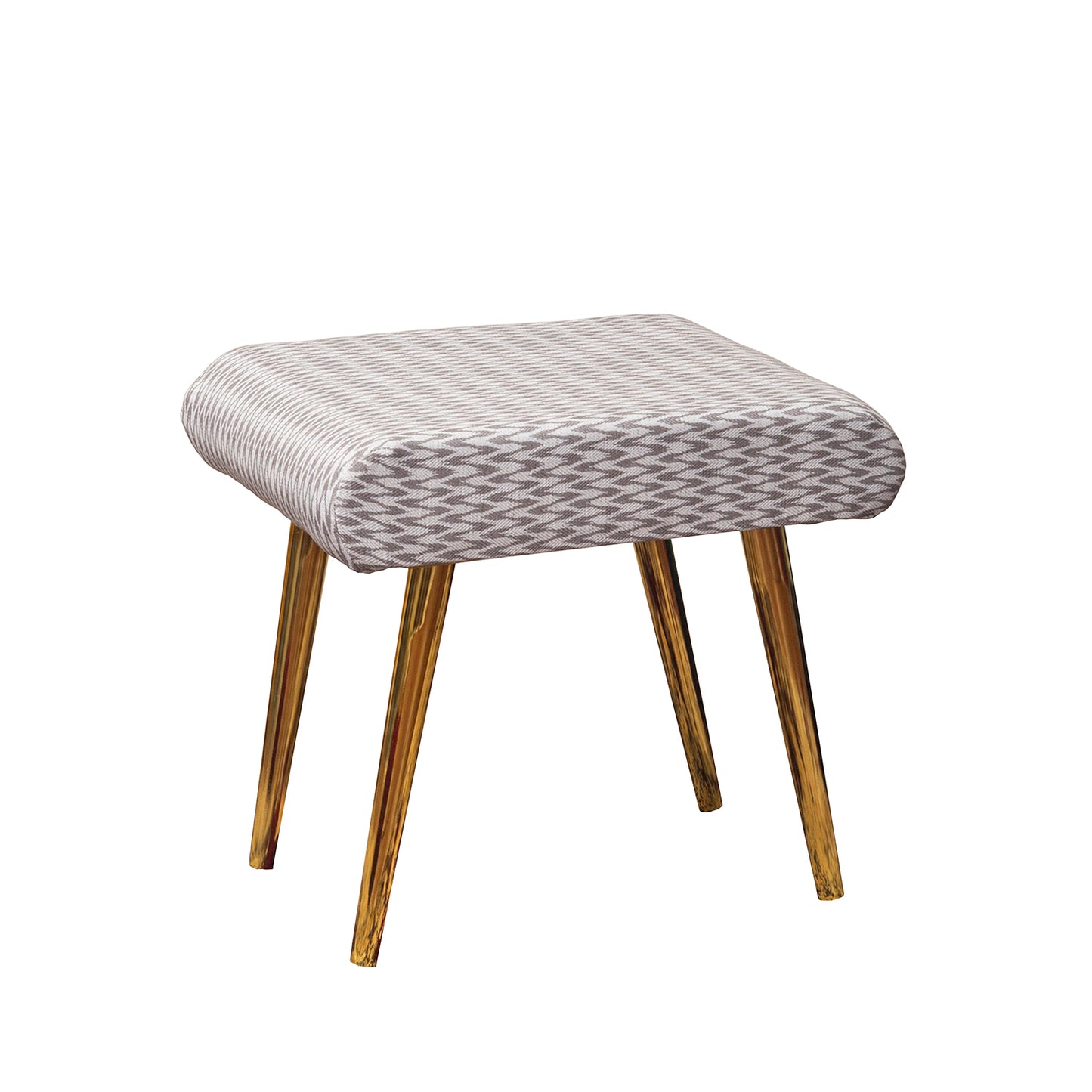 LUSHLIN Metal White and Brown Zigzag Cushioned Stool | Footrest | Footrest | Makeup Stool | Stool for Living Room Home Decor Outdoor Furniture Ottoman