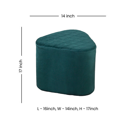 Lushlin Ottoman Triangular Pouffee Stool - Velvet Forest Green