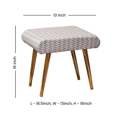 LUSHLIN Metal White and Brown Zigzag Cushioned Stool | Footrest | Footrest | Makeup Stool | Stool for Living Room Home Decor Outdoor Furniture Ottoman