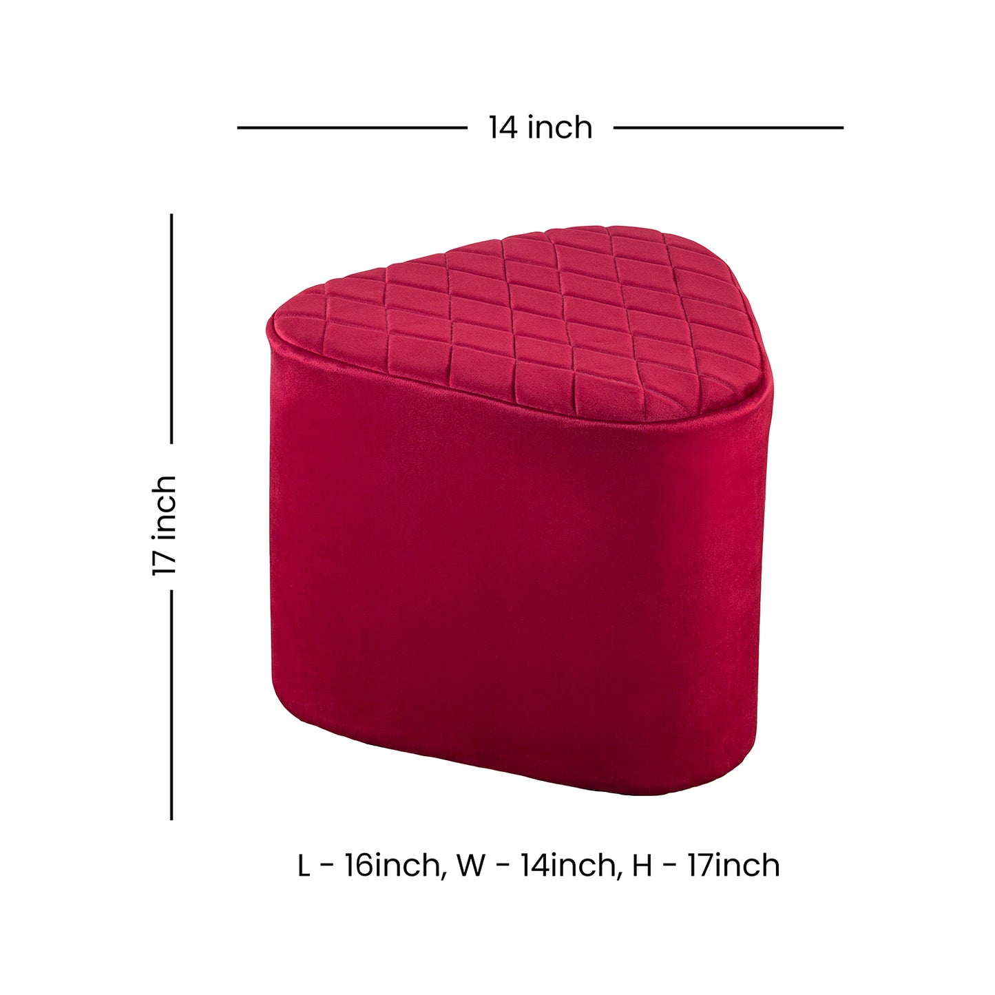 Lushlin Ottoman Triangular Pouffee Stool - Velvet Maroon