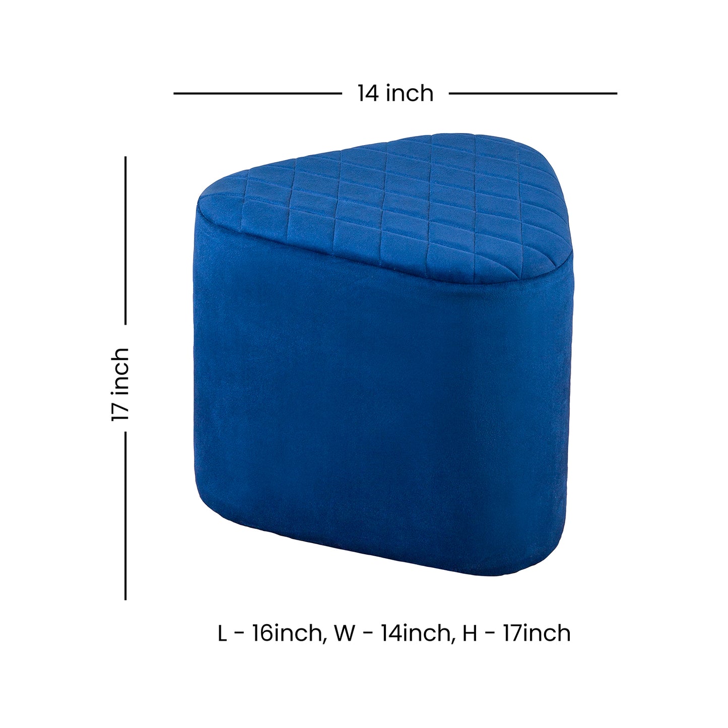 Lushlin Ottoman Triangular Pouffee Stool - Velvet Blue