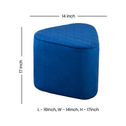 Lushlin Ottoman Triangular Pouffee Stool - Velvet Blue