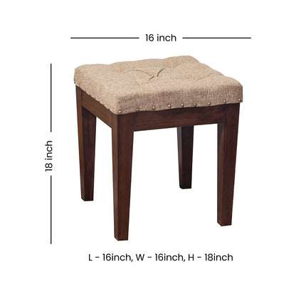 LUSHLIN Square Cushioned Ottoman Wooden Stool for Sitting & Footrest, Home Decor Furniture for Drawing Room, Living Room, Office Pack of 1