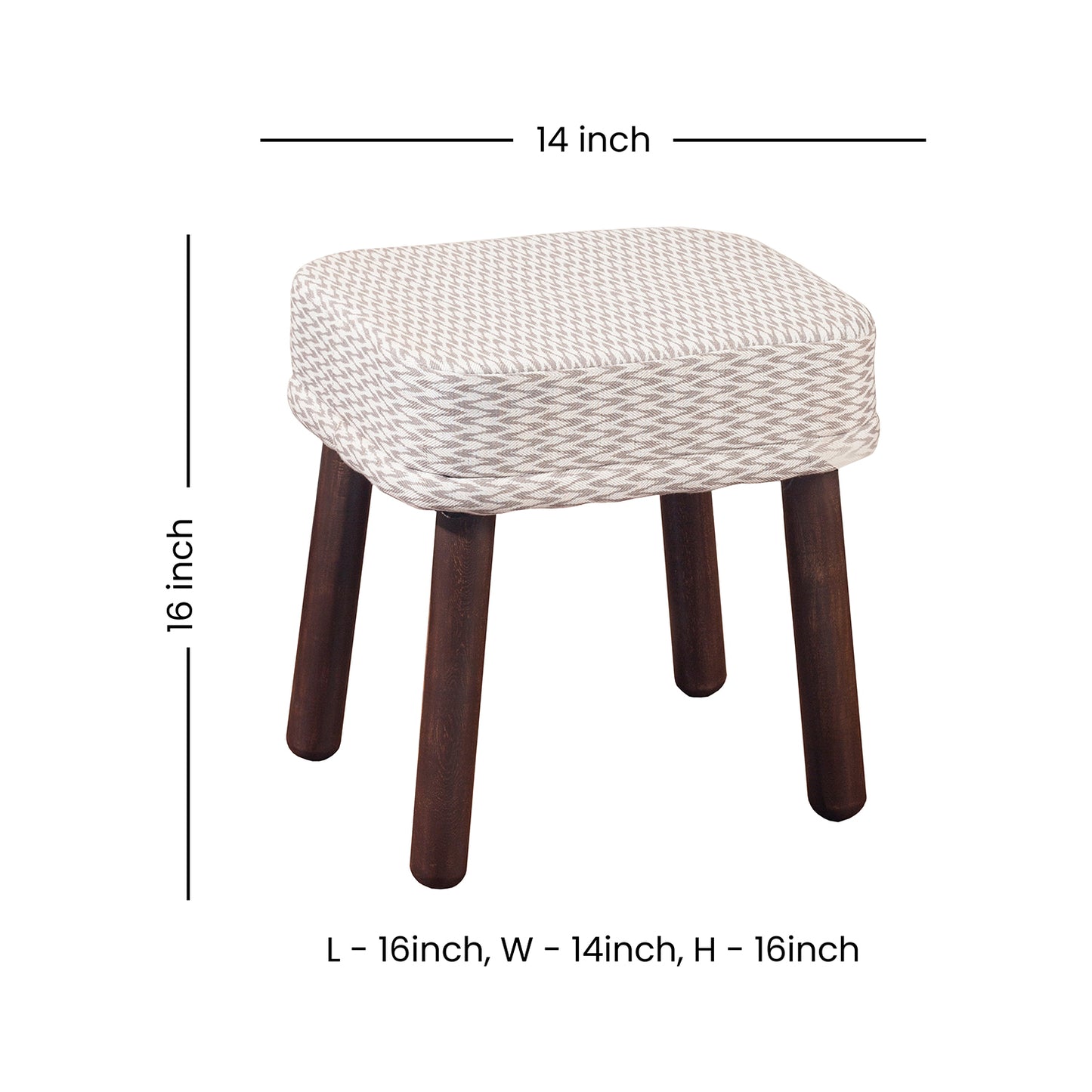 LUSHLIN Ottoman Stool for Living Room, Velvet Ottoman Cushion Footstool for Bedroom, Office Home Decoration & Dressing Table, Small Cushion Long Leg Stool for Sitting (White and Brown, Pack of 2)